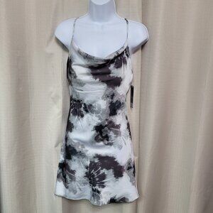 Dear Moon Sleeveless Pullover Mini Dress Junior's Size 1 Gray Satin Tie Dye NWT